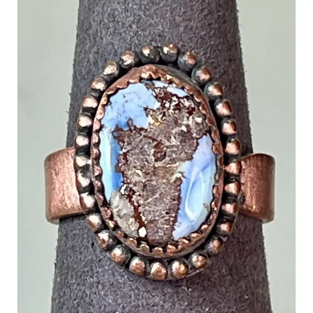 Golden Hills Turquoise Copper Statement Ring Handmade USA Adjust Southwestern